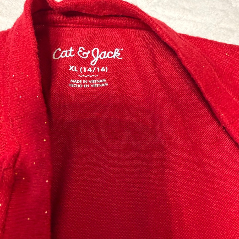 Holiday Sparkle Cat & Jack Girls XL 14/16 Red Tulle Party Dress NWT - Picture 3 of 5